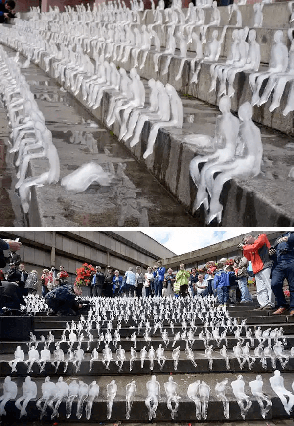 溶ける氷-人-地球温暖化-アート