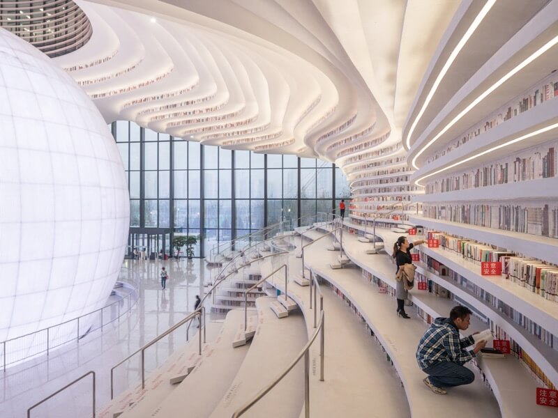 中国のおしゃれな図書館の内部