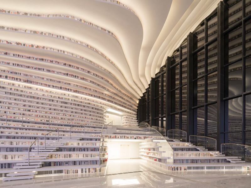 中国のおしゃれな図書館の内部